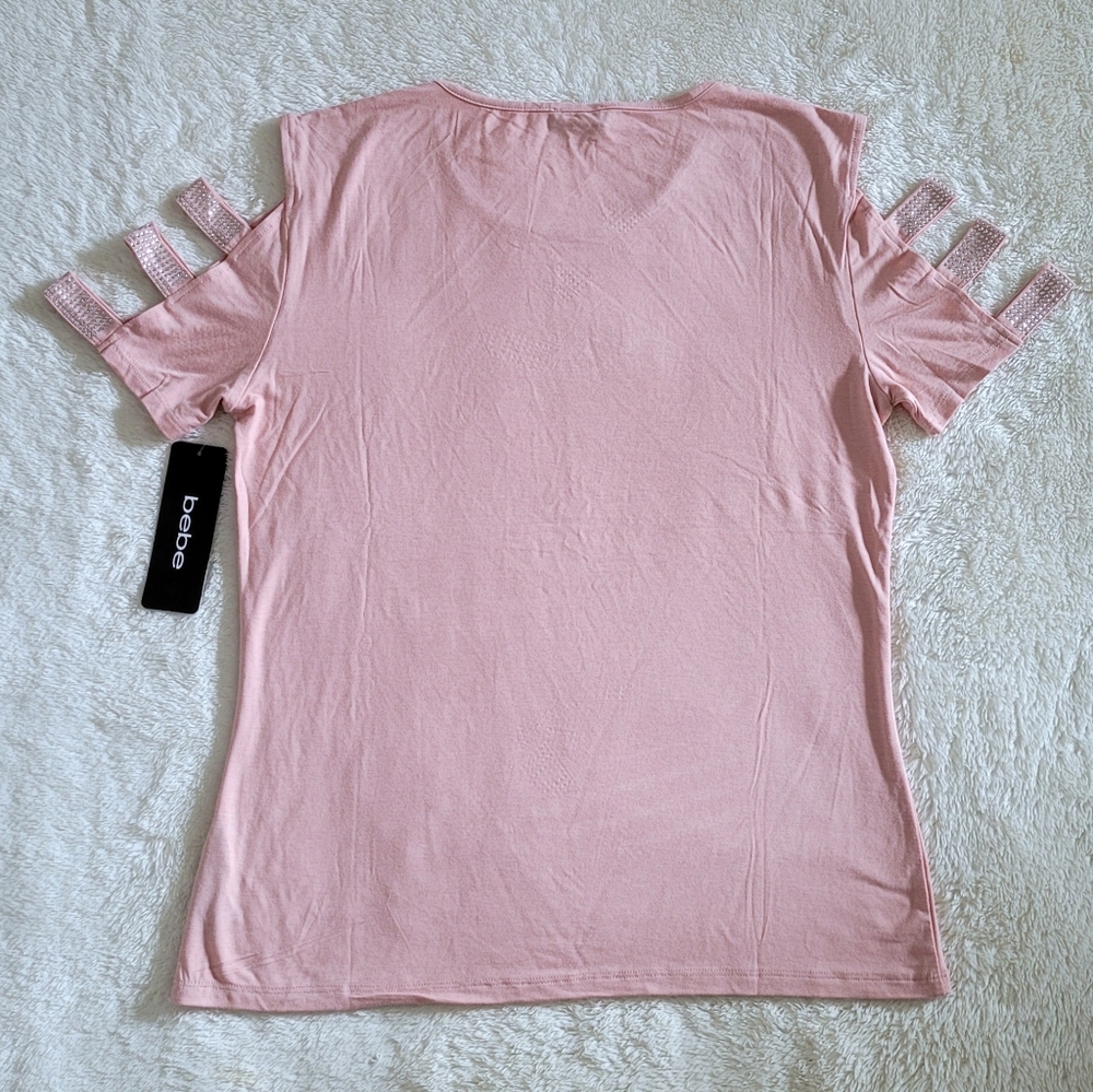bebe Misty Rose🌹 Colored Top with Cutout✂️ Sleeve Detail - NWT - Picture 2 of 14